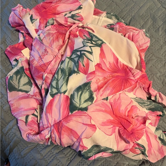 Hollister Pink V-Neck Open Back Ruffle Babydoll Mini Dress XXL - Picture 3 of 4